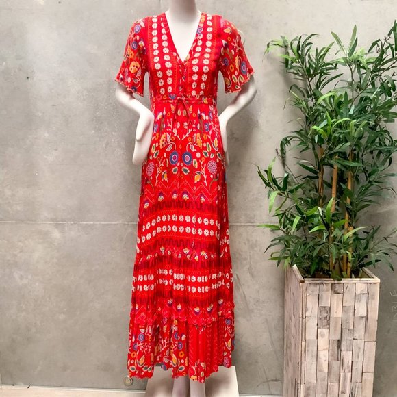 JAASE 'Tessa' Maxi Dress in Red Sweet Escape Print - Size XS - Picture 2 of 6